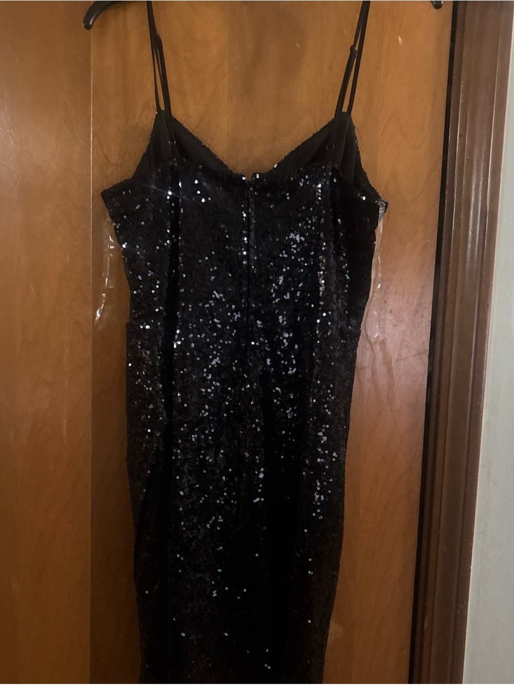 Speechless Black Sequin Strapless Evening Dress